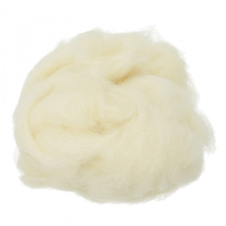 Wolle zum Filzen, reine Schurwolle, 30 g, natur hell
