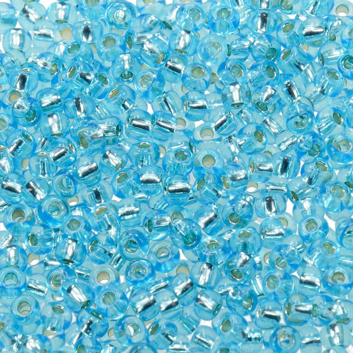 Indianerperlen Silbereinzug, ø 3,5 mm, 17 g, azurblau