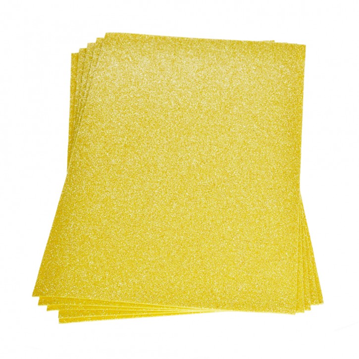 Moosgummiplatte Glitter, 200 x 300 x 2 mm, gelb