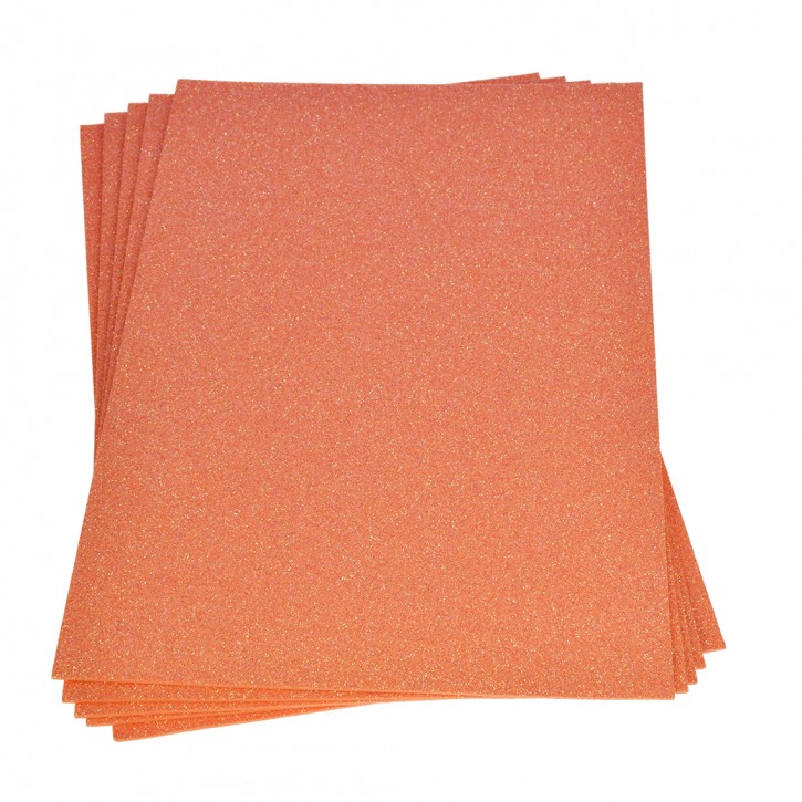 Moosgummiplatte Glitter, 200 x 300 x 2 mm, orange