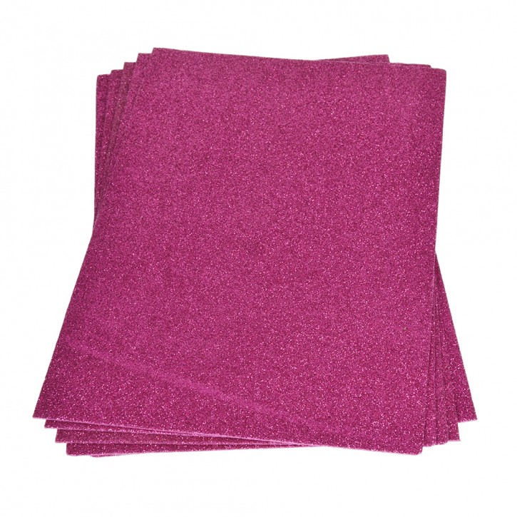 Moosgummiplatte Glitter, 200 x 300 x 2 mm, pink