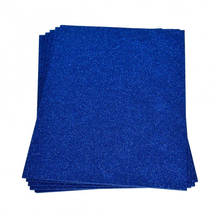 Moosgummiplatte Glitter, 200 x 300 x 2 mm, blau