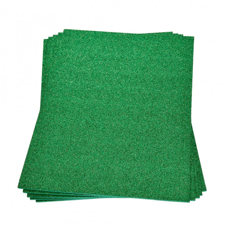 Moosgummiplatte Glitter, 200 x 300 x 2 mm, grün