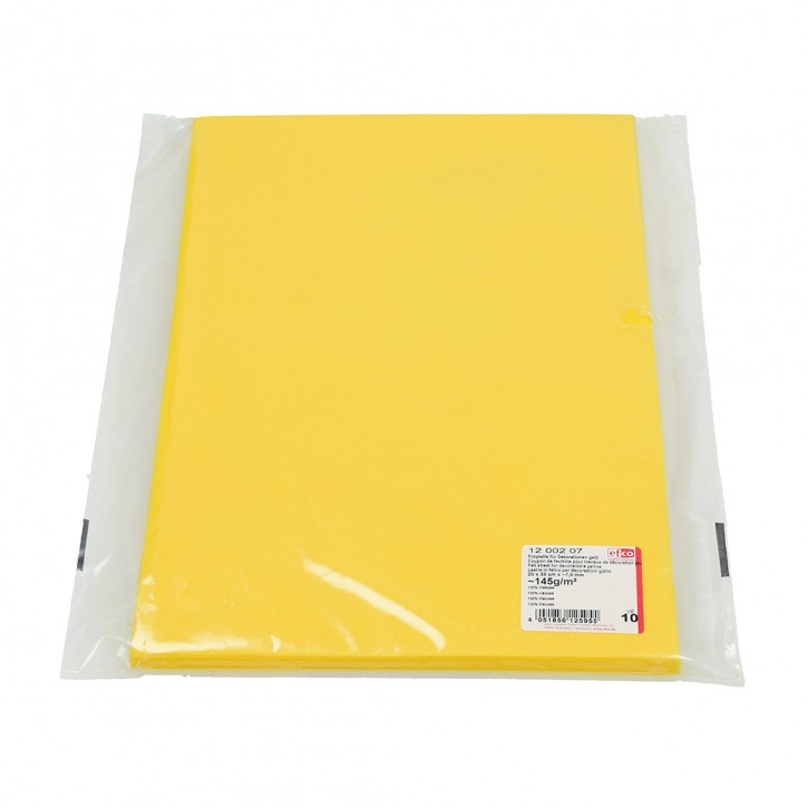 Filzplatte, für Dekorationen, 20 x 30 cm x ~1,0 mm, ~145g/m², gelb