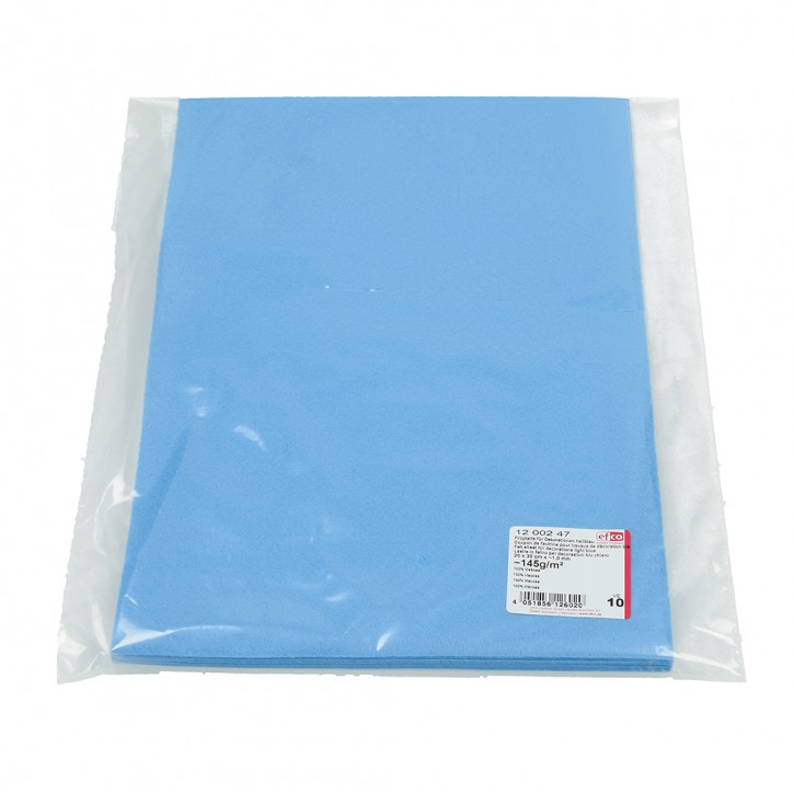 Filzplatte, für Dekorationen, 20 x 30 cm x ~1,0 mm, ~145g/m², hellblau