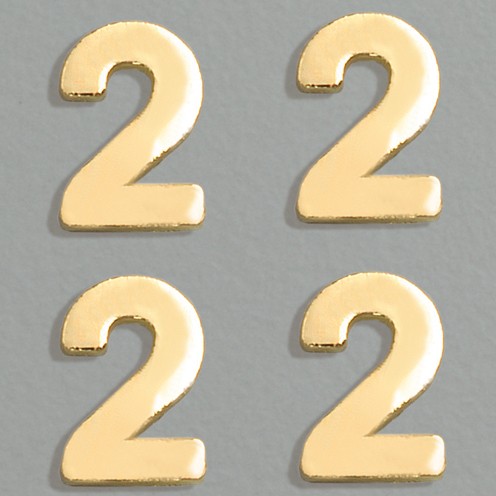 Wachsdekor Zahl, 2, 8 mm, 10 Stk., gold glänzend