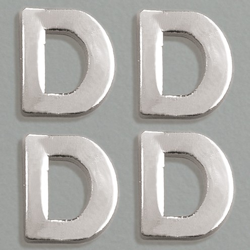Wachsdekor Buchstabe, D, 8 mm, 10 Stk., silber glänzend