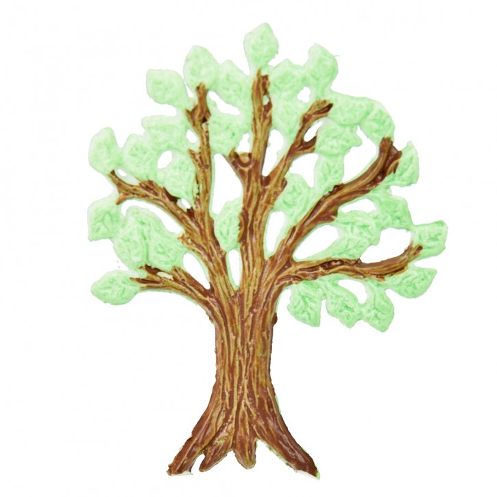 Wachsdekor, Baum bemalt braun, grün, 60 x 50 mm, 1 Stk., braun grün